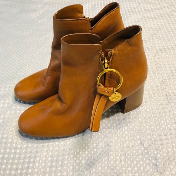 See by Chloe Louise Block-Heel Leather Ankle Boots size 7 - Picture 3 of 13